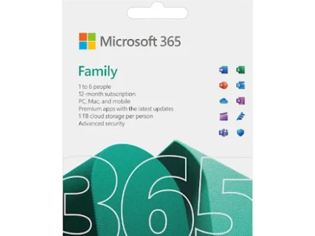 Phần mềm Microsoft 365 Family - 12 tháng - Dành cho tối đa 6 người - 5 thiết bị/người - Word, Excel, PowerPoint - 1TB OneDrive